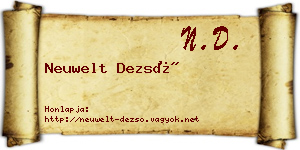 Neuwelt Dezső névjegykártya